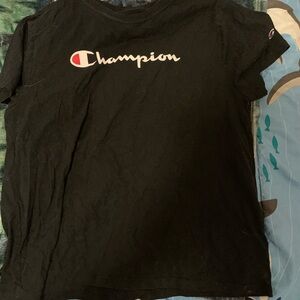 Champion Black Short Sleeve Tee with Logo
